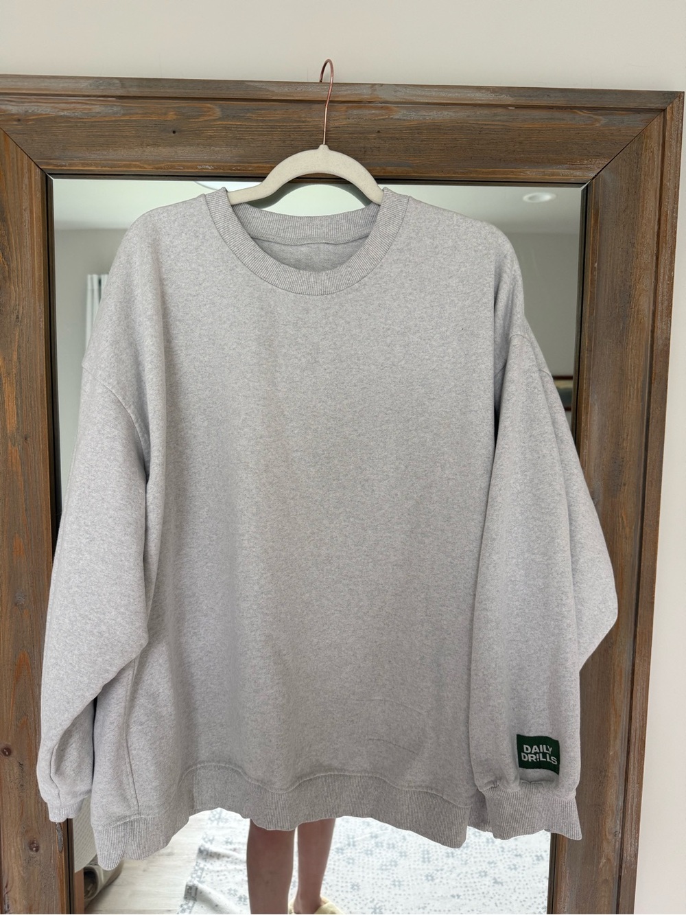 Daily Drills Oversized Fleece Crew- Heather Grey